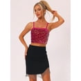 thumbnail image 2 of Disfraz de navidad Allegra K camisola terciopelo tirantes finos lentejuelas brillantes mujer Rosa Caliente XL, 2 of 6