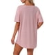 thumbnail image 3 of Camisón de noche para mujer INSPIRE CHIC, camiseta de cuello en V, pijama cómodo y holgado, color rosa, 3 of 6