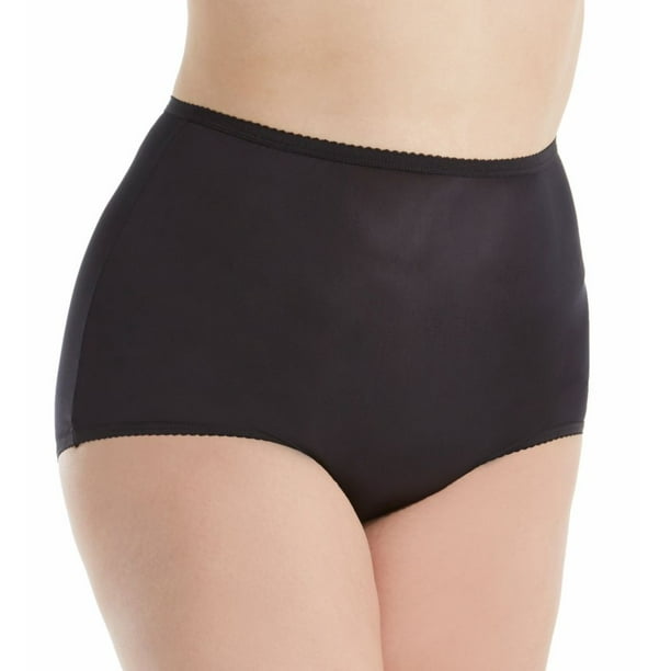 Womens Shadowline 17042p Plus Size Nylon Classic Brief Panty Black 9