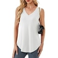 thumbnail image 2 of JYLFC Womens V Neck Tunic Tank Long Sleeveless Tops, White L, 2 of 7