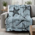 thumbnail image 2 of Teal Blue Starfish Blanket Soft Cozy Warm Throw Blanket for Couch, Plush Fuzzy Flannel Fleece Blankets for Sofa, Coastal Ocean Summer Sea Nautical Bed Blankets Lightweight Gifts for Women, 40"x60", 2 of 9