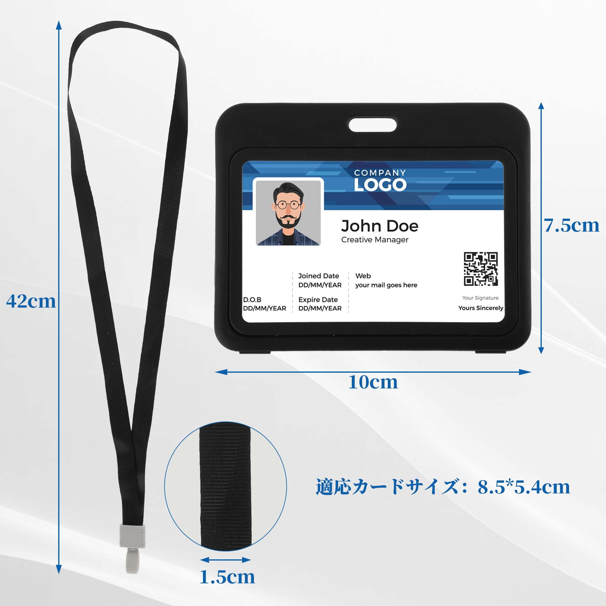 Unique Bargains Lanyards for ID Badges Leather Clear Card Holder with Lanyard Black