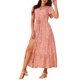 thumbnail image 2 of Vestidos de verano casuales para mujer INSPIRE CHIC, vestido maxi floral de cuello en V, con abertura en el dobladillo y mangas cortas, talla XL, rojo coral, 2 of 5