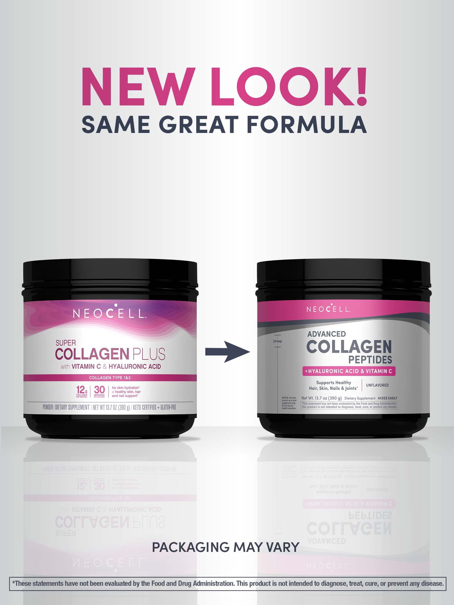 NeoCell Super Collagen Peptides | 13.7 oz | Grassfed Bovine | With Hyaluronic Acid and Vitamin C | Non-GMO, Gluten & Soy Free Supplement