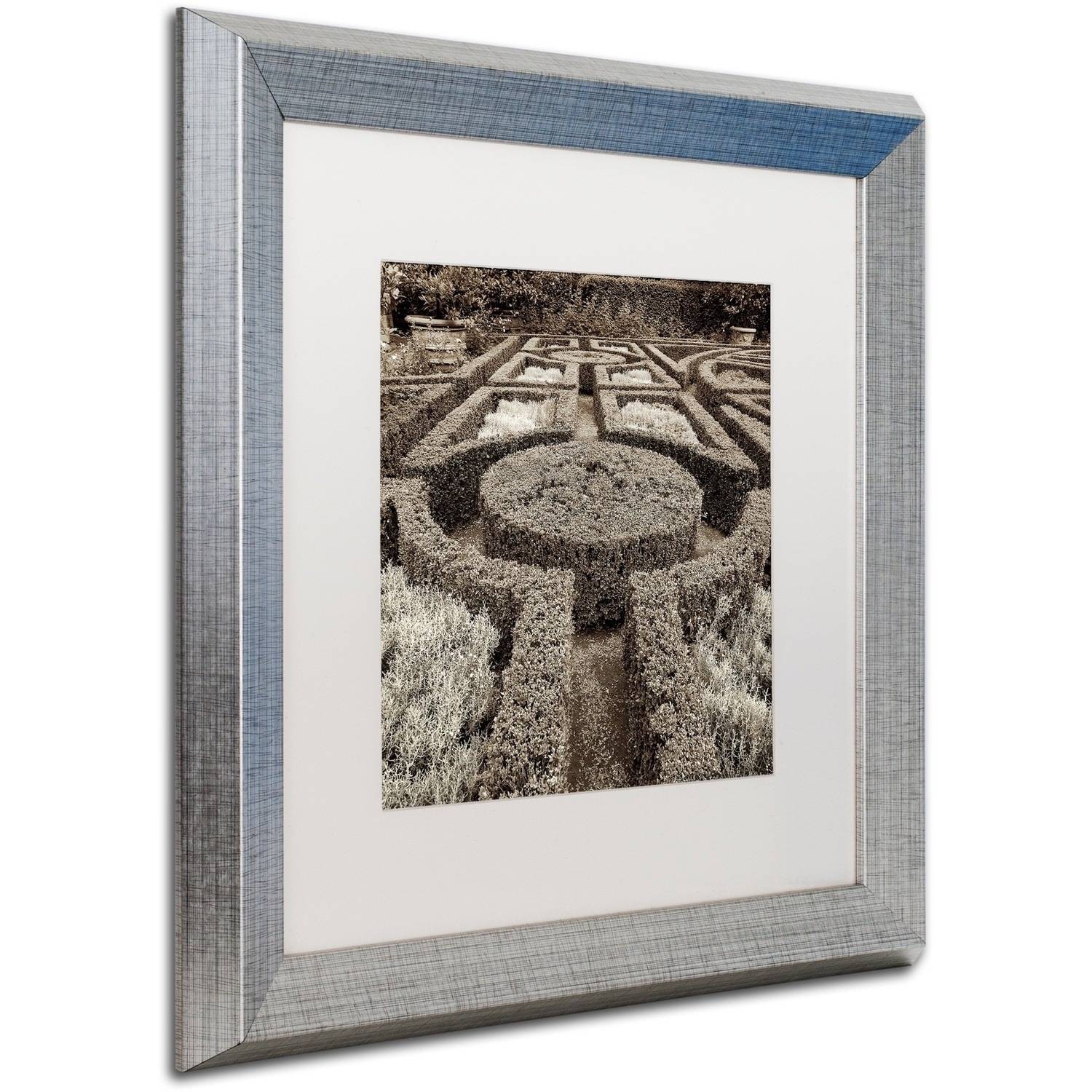 Trademark Fine Art "Tuscan Giardini I" Canvas Art by Alan Blaustein, White Matte, Silver Frame
