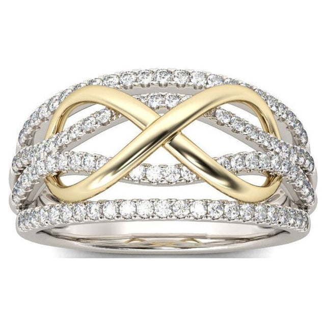Sonducket Anillo de mujer, aleación de moda, joyería de mano cruzada, chapado, fiesta portátil, vacaciones, aniversario, decoración, tamaño Type3 NO3