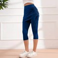 thumbnail image 6 of Lenpel Women's Capri Skirted Leggings Soft Casual High Waisted Slim Knee Length Yoga Pants with Ruched Skirts Active Tennis Tights, 6 of 7