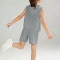 thumbnail image 4 of ITSAME Boys Girls Outfits 2-Piece, Letter Print Sleeveless Hoodies and Shorts Fashion Casual Clothes Set Gray Size 7-8, 4 of 5