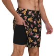 thumbnail image 3 of Goofa Rose Flower Bear Printed Men's Swim Trunks Board Shorts Quick Dry Mens Swimming Trunks with Compression Liner,Breathable Fit Hawaii Beach Shorts-XX-Large, 3 of 9