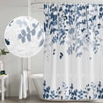 thumbnail image 5 of Blue Leaves Shower Curtain, Waterproof Shower Curtains for Bathroom, Summer Botanical Washable Fabric Bathtub Curtain Set Bath Decor with 12 Hooks Long 72"x84", 5 of 8