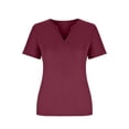 thumbnail image 4 of ZyeKqe Plus Size Tops for Women Summer Robbed Knit Basic T Shirts Notched Neck Short Sleeve Going out Tops, 4 of 6
