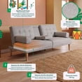 thumbnail image 2 of Sofá Cama Makora Queen Con Memory Foam, Color Gris Claro, Lino Respaldo Reclinable De 3 posiciones. Makora Con Portavasos, 2 of 10