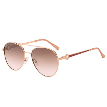 Piranha Eyewear Signature Gold Aviator Sunglasses for Women with Brown Gradient Lens