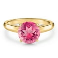 thumbnail image 3 of Gem Stone King 10K Yellow Gold Pink Mystic Topaz Engagement Ring for Women | 2.00 Cttw | Round 8MM | Gemstone November Birthstone | Size 9, 3 of 6