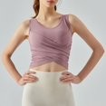 thumbnail image 1 of Chaleco de yoga con pliegues cruzados y almohadilla para el pecho para mujer, ropa deportiva de fitness con copa semifija, 1 of 4