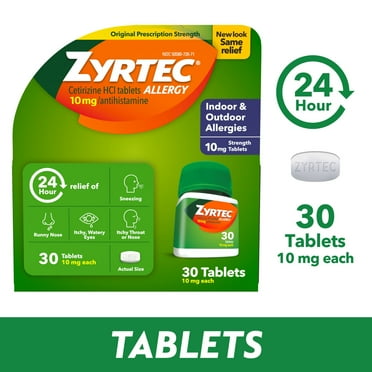 Zyrtec 24 Hour Allergy Relief Tablets with 10 mg Cetirizine HCl, 30 Ct