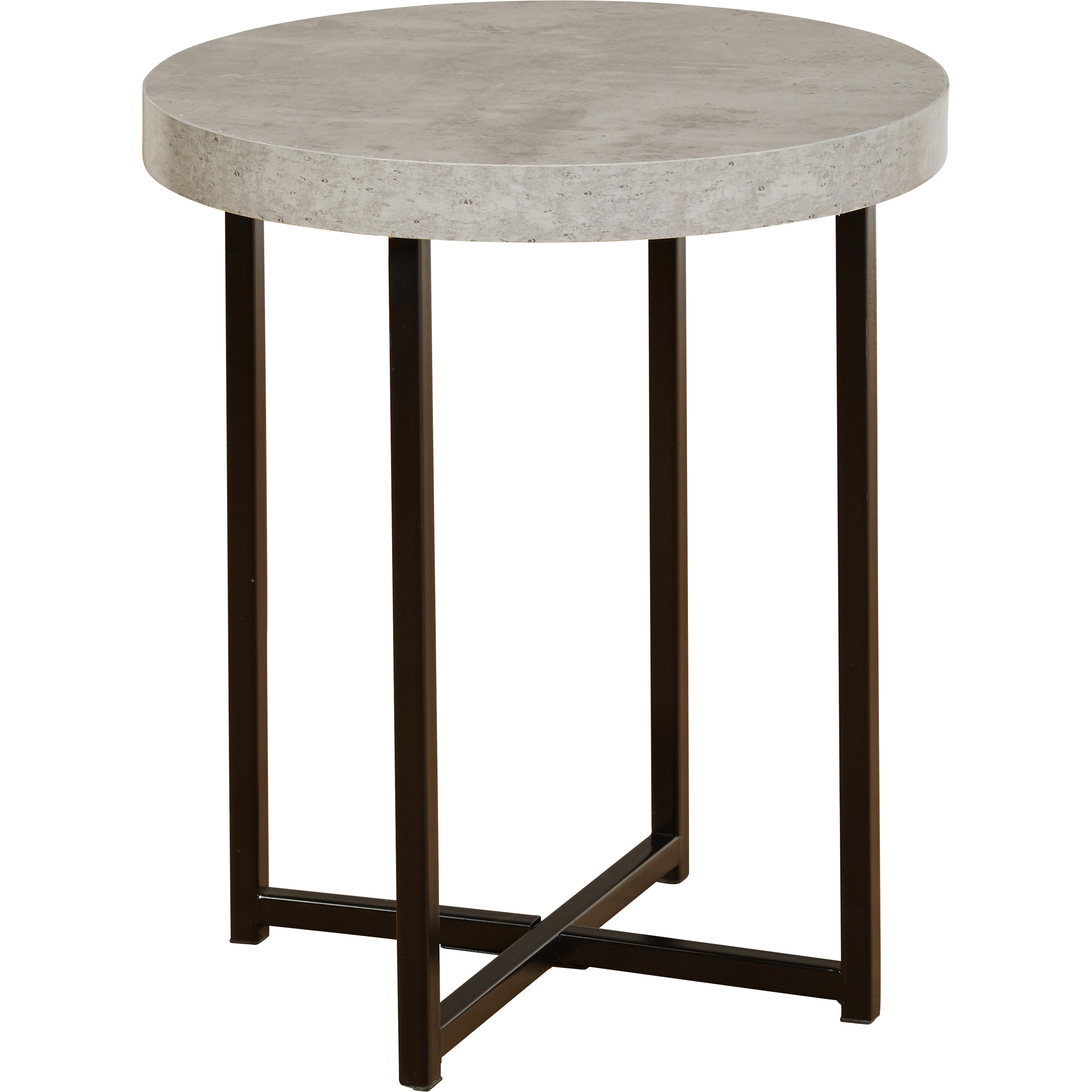 TMS Benjamin Contemporary Round End Table with Gray and Black Crisscross Base
