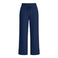 thumbnail image 3 of Gytharion Casual Wide Leg Pants for Women Solid Color Fashion High Waisted Drawstring Trousers Split Hem Pants with Pockets, 3 of 6
