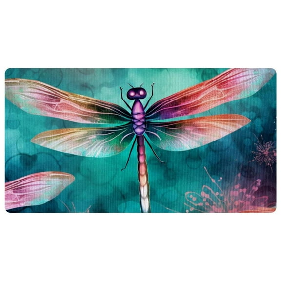 Kitchen Anti Fatigue Mat Non Skid Kitchen Floor Mat Vintage Comfort Standing Desk Office Farmhouse Runner Mat for Laundry, Dragonfly