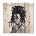 thumbnail image 3 of Designart 'Black and White Portrait of African American Woman II' Modern Print on Natural Pine Wood, 3 of 5