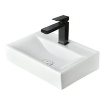 Aquaterior Wall Mount Ceramic Sink w/ Bathroom Square Single Handle Faucet ORB