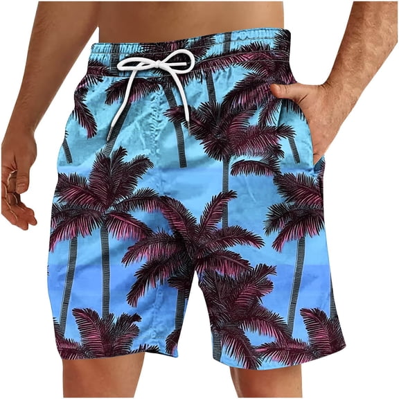 Gpaecead Men's Printed Casual Sports Shorts with Pocket and Drawstring - Beach Pants XL Pink