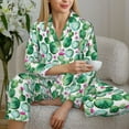 thumbnail image 5 of KLL Cactus Plants Print Women's Long Sleeve Pajamas with Pants Sleepwear Loungewear 2 Set-Medium, 5 of 7