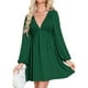 thumbnail image 1 of Vestido BerryGo, casual, manga larga, babydoll, color verde esmeralda, 1 of 6