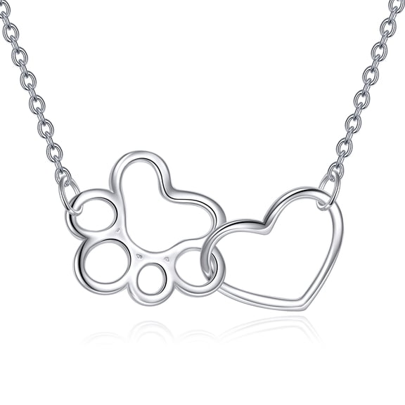 Paw Print Necklace 925 Sterling Silver Cat Dog Paw Pendant Jewelry for Women Pet Lover Gifts