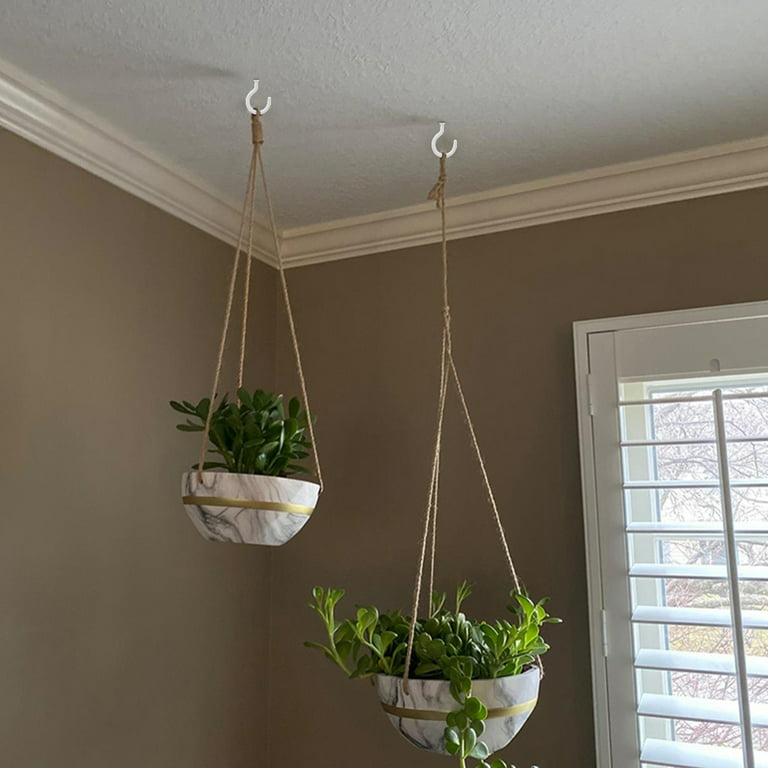THREN Ceiling Hooks, 2 Inch Vinyl Coated Screw-in Hooks Hanging Plants &  Flower Baskets, Multi-Function Wall Hooks Garage Hooks Cup Hooks for  Indoors