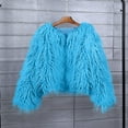 thumbnail image 6 of FNFYFH Women's Shaggy Coat Solid Faux Fur Jacket Long Sleeve Plush Cropped Jackets Warm Winter Cardigan Outerwear, 6 of 6