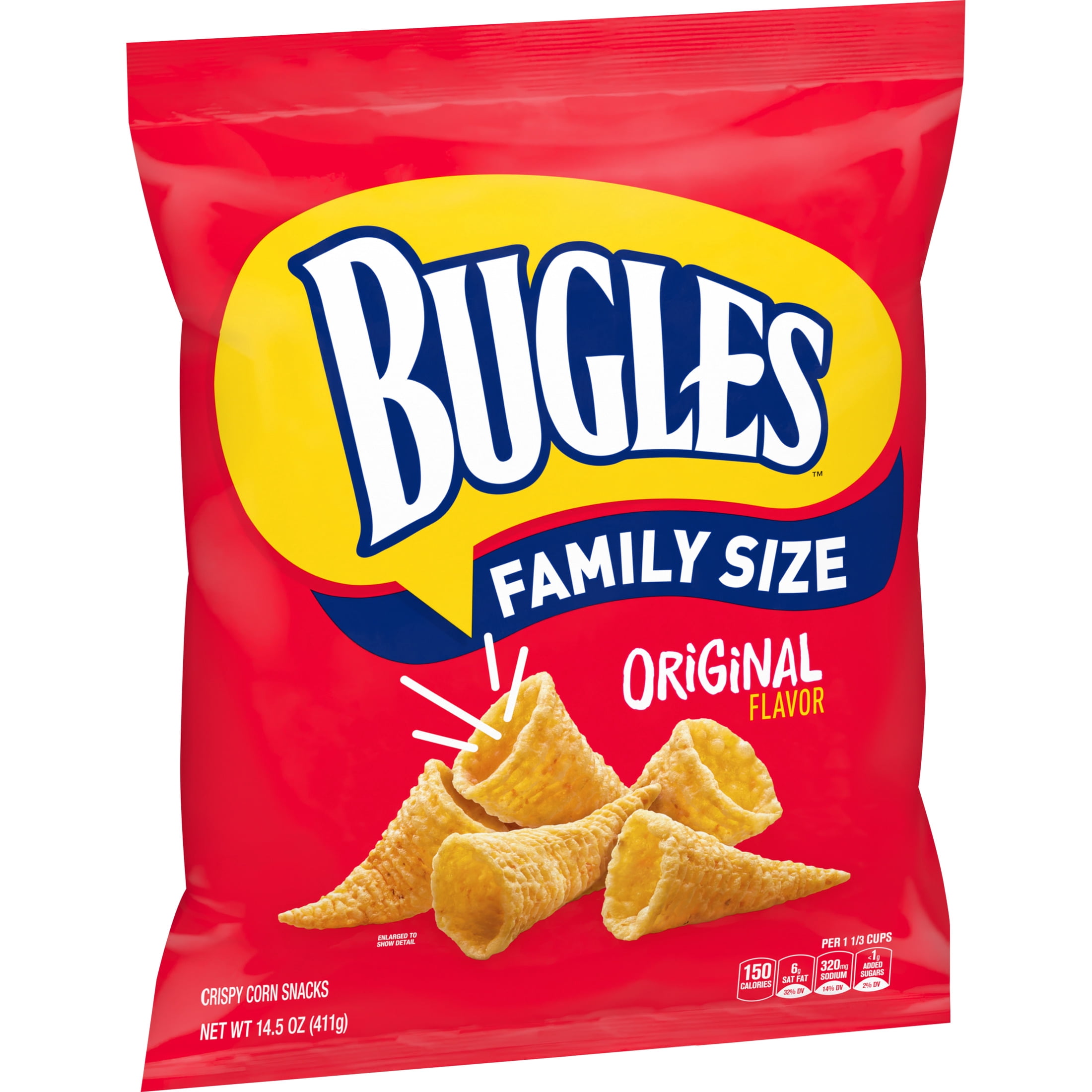 Bugles Original Crispy Corn Snacks, Family Size, Corn Chips, 14.5 oz