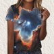 thumbnail image 5 of Blusas para Mujeres Casual Manga Corta Cuello Redondo Estampado Tops Suéter Moda Verano, 5 of 5