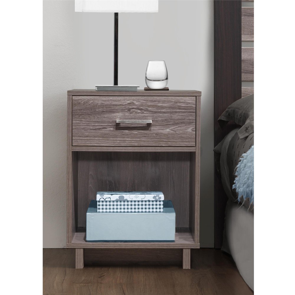 Mainstays Silverton Nightstand, Weathered Oak