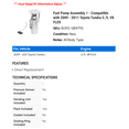 thumbnail image 2 of Fuel Pump Assembly 1 - Compatible with 2009 - 2011 Toyota Tundra 5.7L V8 FLEX 2010, 2 of 2