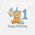 thumbnail image 3 of Inktastic 1st Birthday Bear with Cake and Balloons Baby Romper Coveralls, 3 of 4