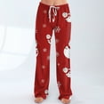 thumbnail image 2 of Women's Casual Fashion Christmas Printed Trousers Plush Casual Pants, Comfortable Home and Sleepwear Bottoms for Winter, Elastic Waist with Drawstring, Beige, M, 2 of 7