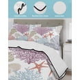 thumbnail image 4 of Quilts Full Size Bedding Set, Purple Coral Coastal Lightweight Quilted Comforter, Blue Conch Starfish Nautical Ocean Soft Reversible Bedspread Coverlet with Pillow Covers for All Season, 78" x 90", 4 of 7