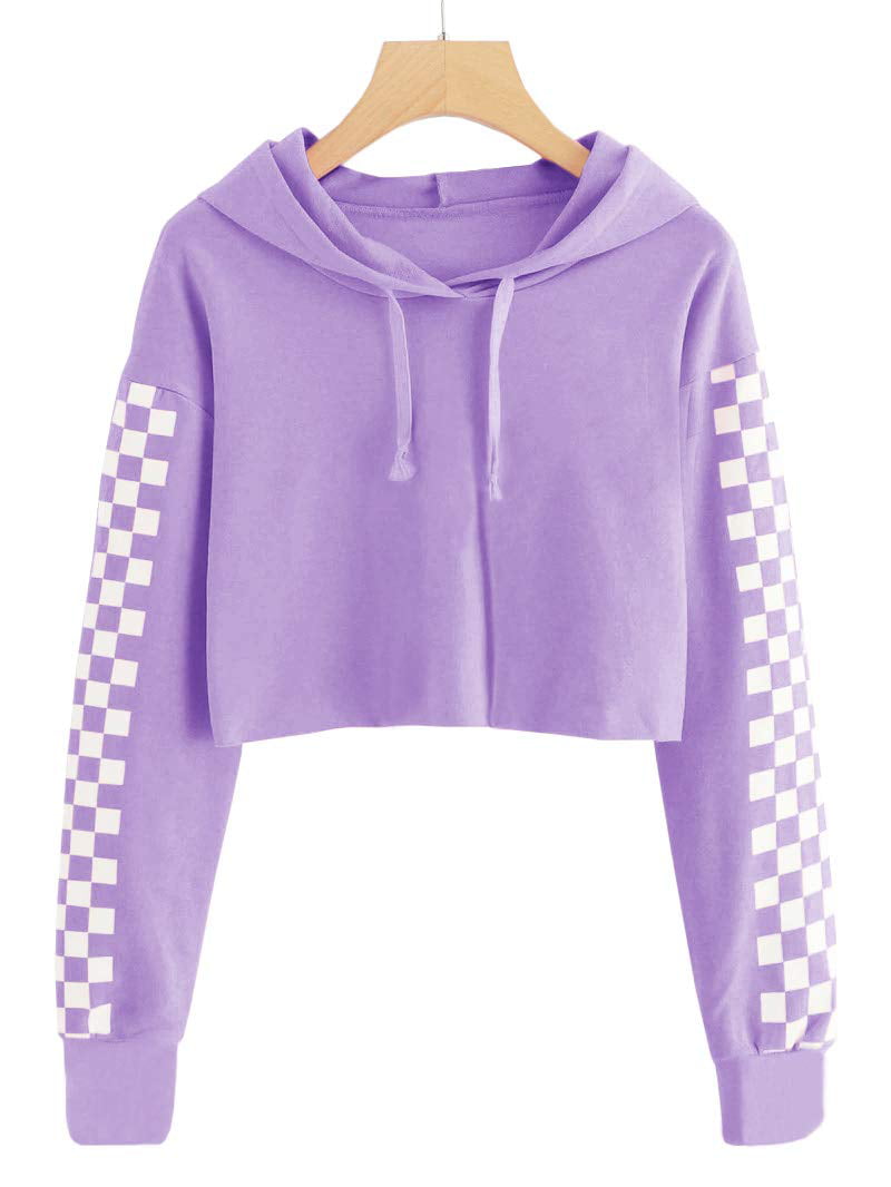 SySea Kids Crop Girls Hoodies Cute Plaid Long Sleeve Fashion Sweatshirts - Walmart.com