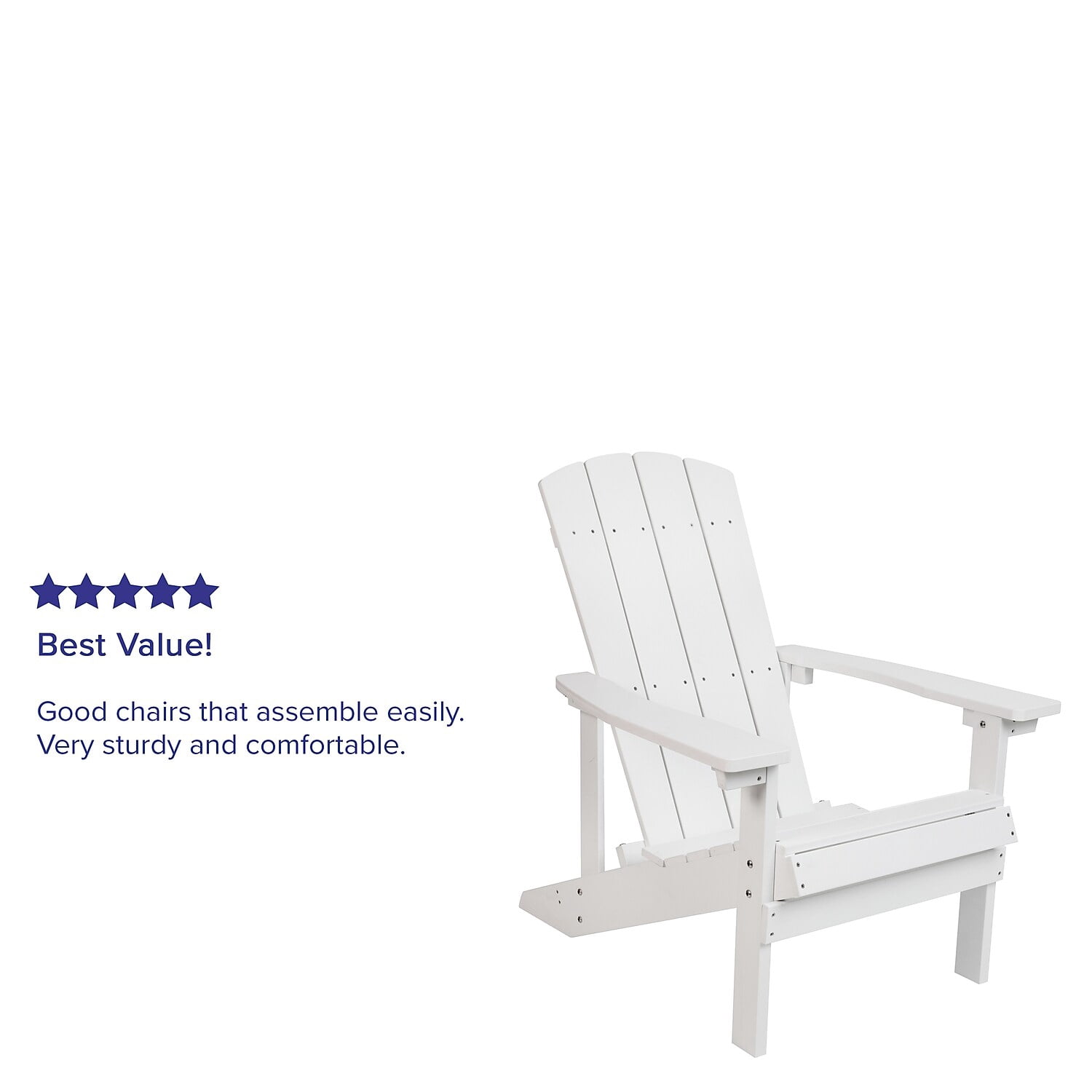 Flash Furniture Charlestown Weather Resistant Resin Adirondack Chair - White (Set of 4)