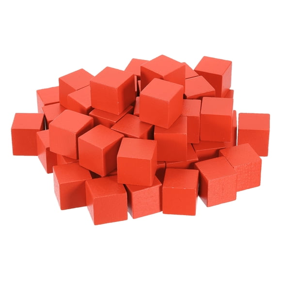 50Pcs Wood Blocks for Crafts, 1 Inch Unfinished Wooden Cube Pine Wood Square Block for DIY Craft Projects, Orange