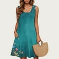 thumbnail image 1 of Hyknon Womens Robe d'Été de Plage Décontractée à Fleurs Sans Manches Col Rond Robe Midi Fluide à Étages avec Poches Boho Robes d'Été P-2TG, 1 of 4