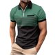 thumbnail image 2 of pstuiky camisetas para hombre, Blusa de manga corta con cuello vuelto, versátil, con cremallera y rayas para hombre camisetas de hombre l, 2 of 3