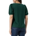 thumbnail image 3 of INSPIRE CHIC Women's Asymmetrical V Neck Loose Fit Casual Puff Short Sleeve Blouse S Dark green, 3 of 6