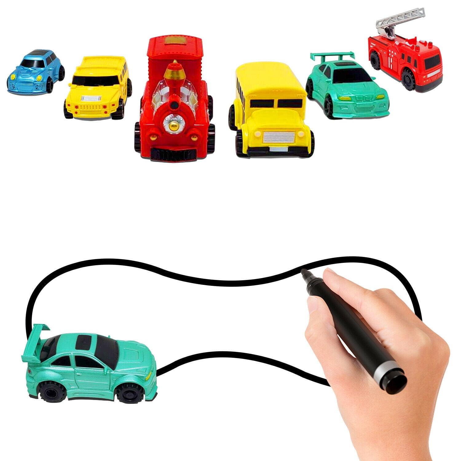 DIY Magic Pen Follow Drawn Line Inductive Car Truck Bus Tank Toy Kids Gift BEST 