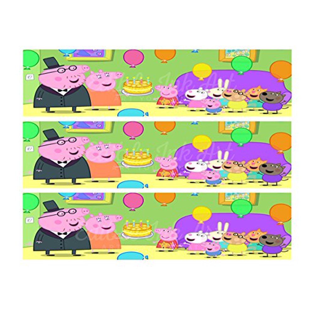 Peppa Pig Edible Cake Strips Cake topper decoration Set of Peppa Pig Edible Cake Strips Cake topper decoration Set of