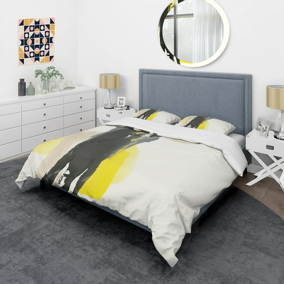 Designart 'Glam Black and Yellow II' Glam Duvet Cover Set