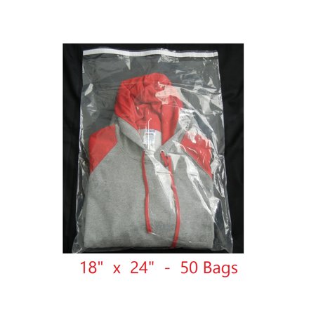 Large Resealable Clear Poly Bags 18' x 24' Qty 50 Transparent for clothing