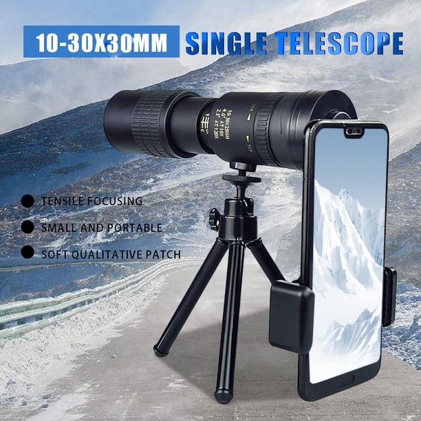 Telescopio portátil 4K 10-30X25mm, supertelefoto monocular, óptico preciso, ajustable, plegable, ligero, marco de metal, para caza, observación de aves, para acampar, en exteriores