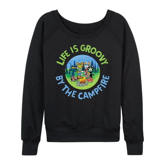 Pete The Cat - Life Is Groovy By The Campfire - Women's Lightweight French Terry Long Sleeve Shirt